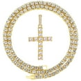 thumbnail image 3 of Charles Raymond Iced Out Cross Pendant on Tennis Chain for Men or Women - Bling'ed Out Hip Hop Jewelry on Blast! - Gold or Silver and Size Your Choice - TN001 Cross (16" Gold), 3 of 5