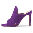 thumbnail image 2 of YDN Women Classic Round Open Toe Stiletto Sandals High Heels Backless Mule Pumps Slip On Slide Dress Clogs Shoes Size 8 Purple, 2 of 4