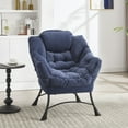 thumbnail image 2 of Jopath Lazy Chair with Ottoman, Accent Chair with Armrests and a Side Pocket, Leisure Upholstered Sofa Chair for Living Room Bedroom Office and Reading Room Navy Blue, 2 of 9