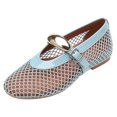 thumbnail image 6 of Rokment Womens Buckles Fishnet Ballet Flat Mary Jane Slip on Dressy Shoes Summer Fall Fashion Retro Mesh Closed Toe Comfortable Walking No Heel Mules Loafers Sandals Blue Size 8, 6 of 6