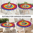 thumbnail image 7 of Colorful Rainbow Tie Dye Spiral Pattern Round Fitted Tablecloth with Elastic Edge,Dining Table Cover Waterproof,Outdoor Round Tablecloth for Camping,Dining,Indoor and Outdoor, 7 of 7