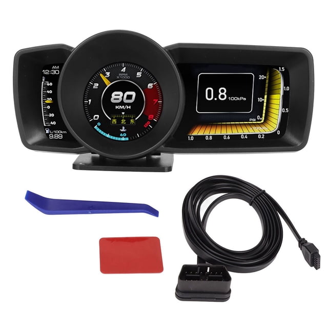 HUD OBDII GPS para coche, pantalla LCD de 3 pulgadas, alarma de exceso de velocidad, multifunción, transparente, universal para vehículos