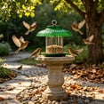 thumbnail image 5 of huayou Green Vertical Rib Bird Feeder Weather Shield, Round Ring Top Handle, Decoration, for Backyard Wild Bird Feeding Protection Supply, 5 of 5