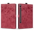 thumbnail image 2 of FJLBDE Case for Samsung Galaxy Tab S9 FE+ / S9 FE Plus 12.4 Inch with Stand, Card Slot, Embossed Cat PU Leather Cover, Red, 2 of 7