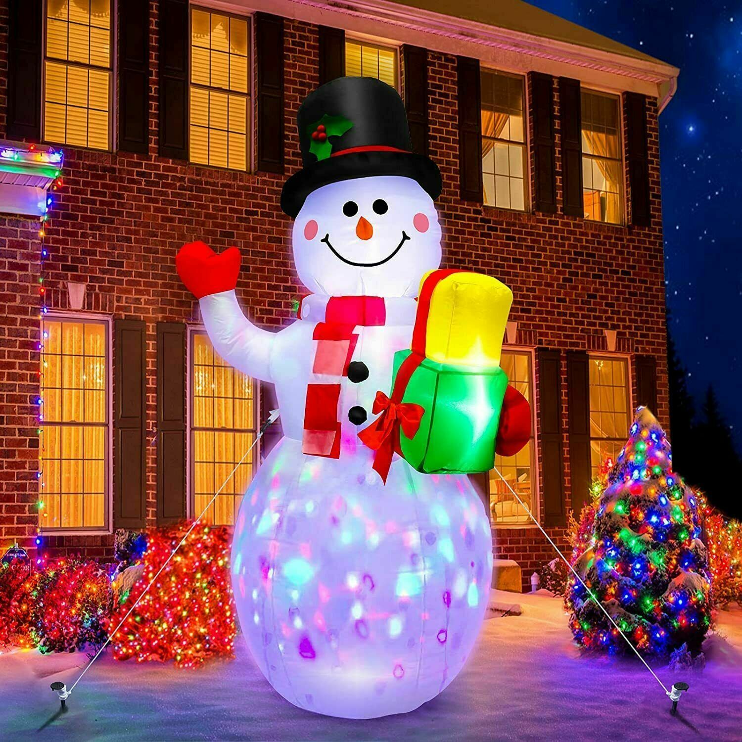 5ft Christmas Inflatables Snowman Outdoor Yard Decor with Rotating LED Lights Christmas Blow Up Decoration Garden - image 2 of 9