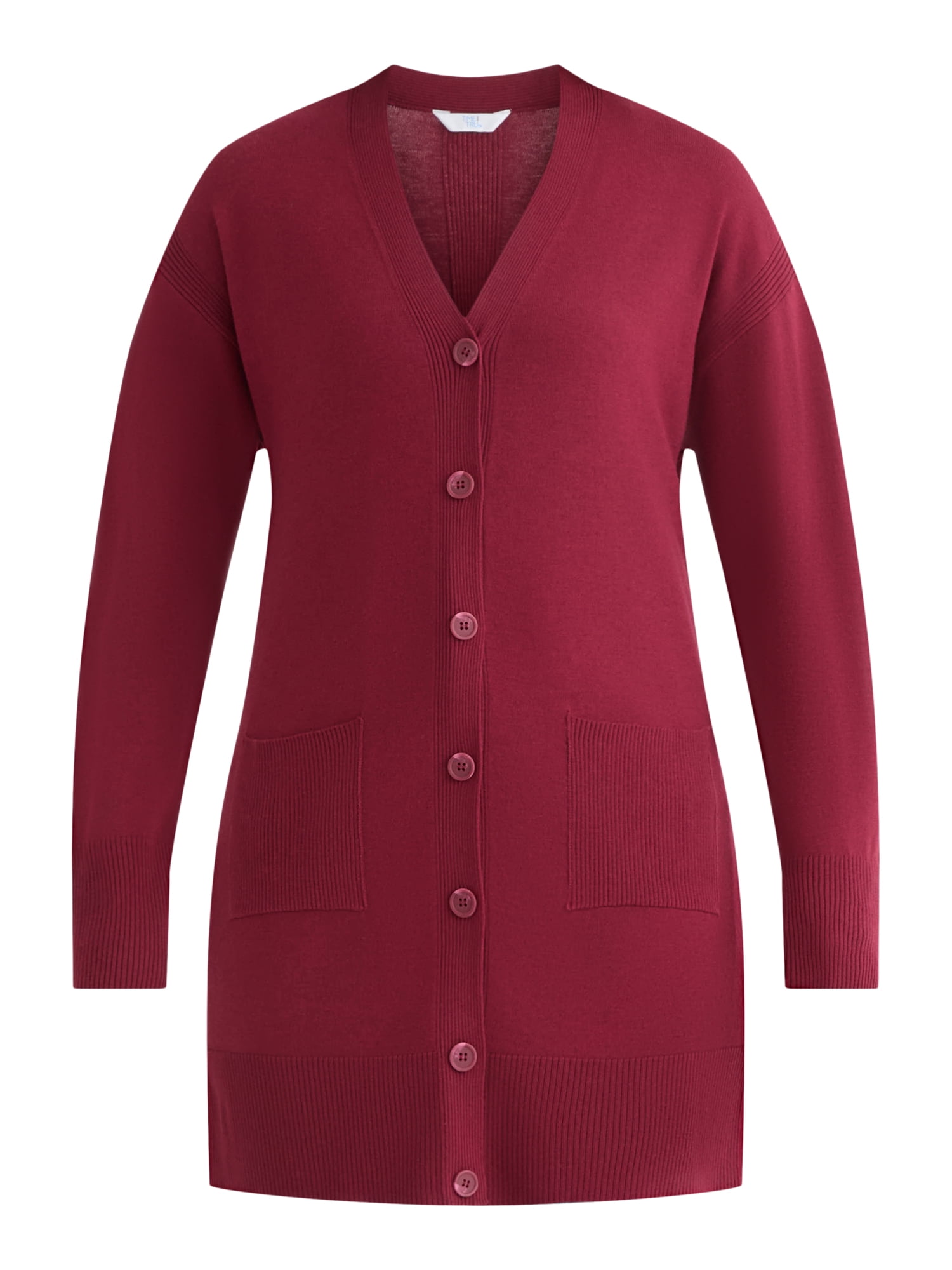 Time and Tru Women’s Longline Button Front Cardigan Sweater, Lightweight, Sizes XS-XXXL
