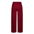 thumbnail image 5 of DeHolifer Women's Pants Elastic Waist Drawstring Pocket High Waist Wide Leg Loose Casual Capris Pants Wine S, 5 of 6