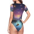 thumbnail image 3 of Uemuo Magical Bees Twilight River Pattern Women's One Piece Short Sleeve Swimsuit Rash Guard Surfing Modest Quick-drying Swimsuit Beach Essentials-Medium, 3 of 9