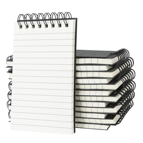 12 Pack 3x5 Inch Spiral Pocket Notebooks, College Ruled Memo Pads for Home, Office & Travel, Black