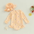 thumbnail image 3 of Bagilaanoe Toddler Baby Girl One-Piece Swimsuit Flower Print Long Sleeve Zipper Rashguard Swimwear + Swimming Cap 6M 9M 12M 18M 24M 3R Kids Ruffle Bathing Suit, 3 of 7