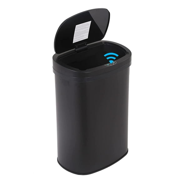 FDW 13 Gallon (50L) Stainless Steel Touchless Trash Can with Lid – Automatic Sensor, High-Capacity Wastebasket for Home & Office, Black