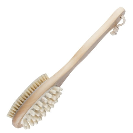 Wooden Body Brush Bath Brush for Back Scrubber - Natural Bristles Shower Brush Long Handle 13.7