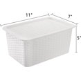 thumbnail image 3 of shiyou-4 Pack Small Plastic Lidded Storage Bins, Closet Organizers and Storage, Stackable Bathroom Storage Baskets with Lids, Small White Plastic Pantry Organizer with Handle for Kitchen, RV, Lockers, 3 of 4
