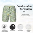 thumbnail image 3 of Naloa flower and leaf Print Men Swim Trunks with Compression Liner ,Board Shorts,Men's Swim Shorts with Drawstring and Elastic Waistband-XX-Large, 3 of 6