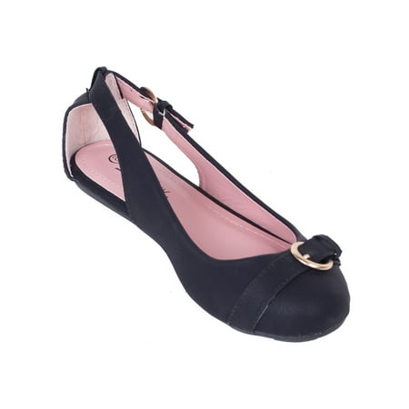 - Women Open Side Ballerina Flats Faux Leather Work & Casual Office Slip Ons Shoes