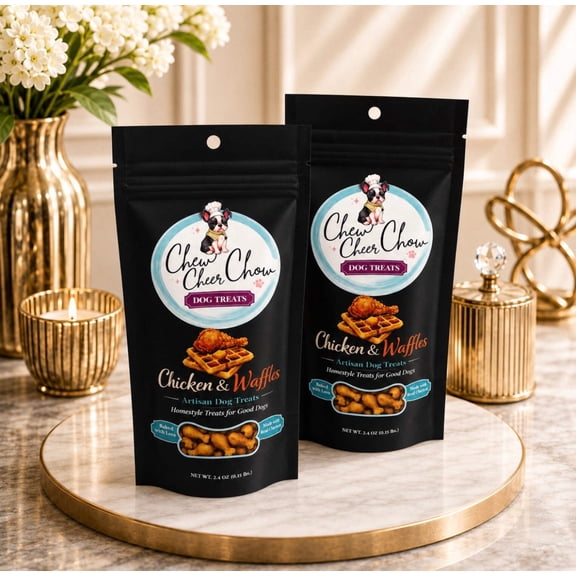 Chicken & Waffles Artisan Dog Treats (2-Pack) - 2.4 oz - Travel Size Gourmet Dog Treats | Mini All-Natural Dog Snacks