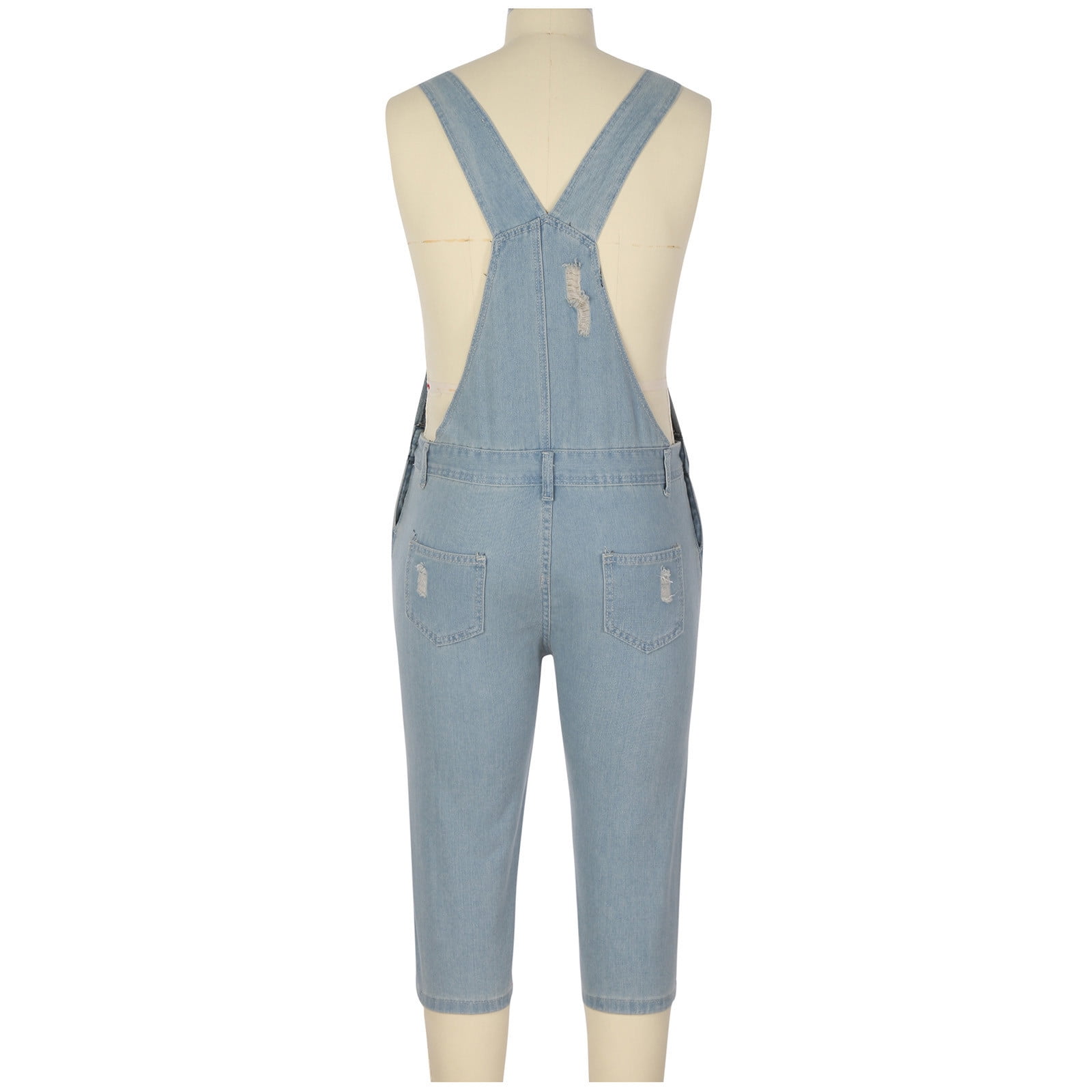 Xysaqa Overalls Denim Bib Shorts for Men Casual Adjustable