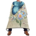 thumbnail image 2 of Waterproof Hair-Resistant Barber Cape, Adjustable Haircut Cape for Men & Women, Home Salon Hairdressing Cape for Hair Coloring Perming Blue Butterfly and Music Notes, 2 of 8