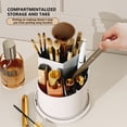 thumbnail image 6 of Rotating Cosmetic Organizer with Dustproof Transparent Cover, Multiple Compartments for Makeup Storage, Patterned Desktop Storage Container for Vanity or Office, Elegant and Functional Design, 6 of 9