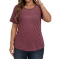 thumbnail image 2 of WellSize Women Plus Size Blouses Dressy Lace Crew Neck Tops Casual Short Sleeve Summer Shirts, 2 of 7