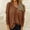 Khaki, variant on Idoravan Long Sleeve Shirts for Women Fashion Women Long Sleeve V-Neck Pullover Solid Color Casual Blouse Tops