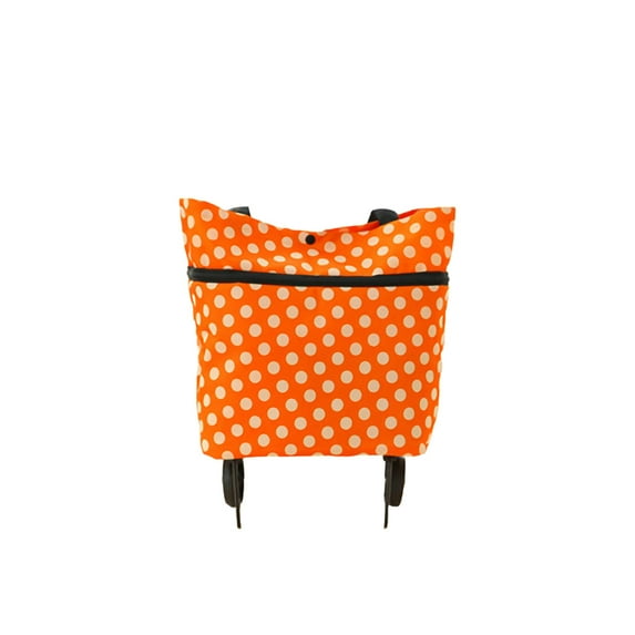 Weilifangwps Portable Foldable Shopping Trolley Bag with Wheel Waterproof Ox Cloth Tote Pouch orange Type B