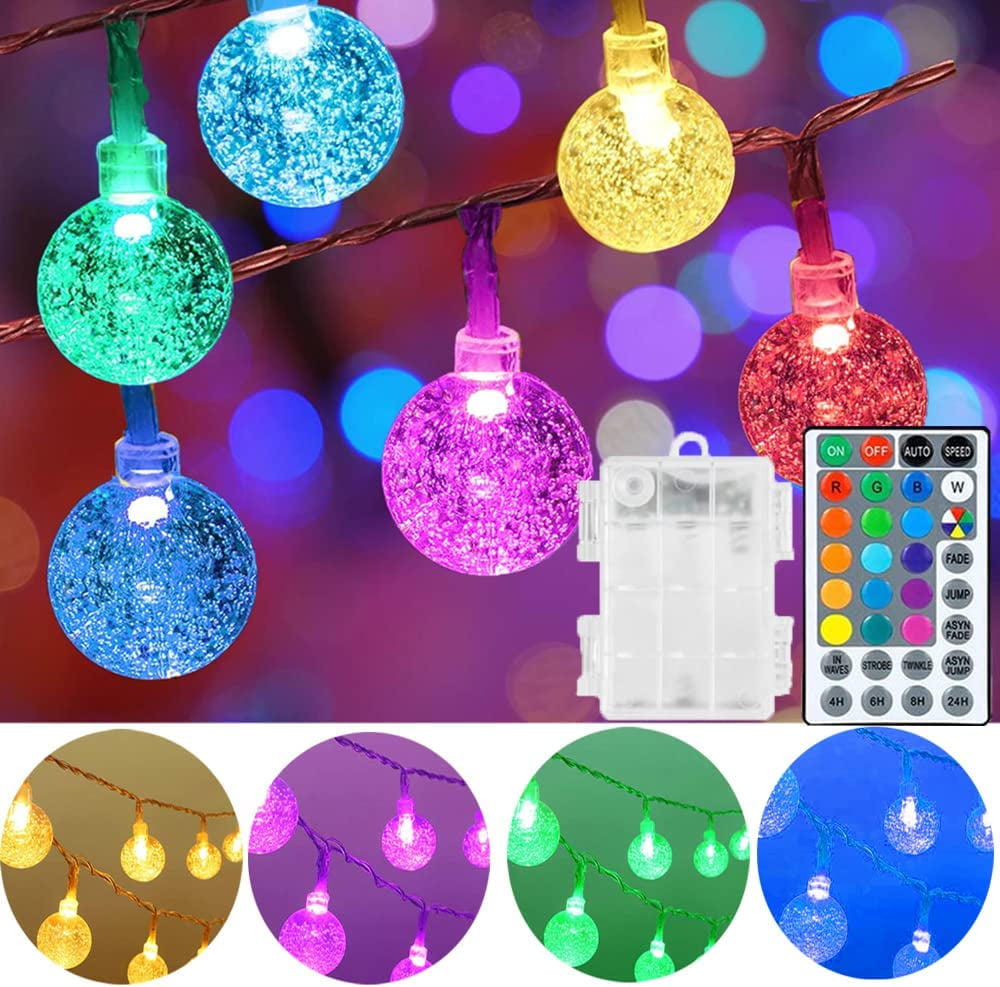 Color Changing Globe String Lights Battery Operated Outdoor, 30ft 50