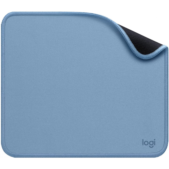 Logitech Mouse Pad - Stüdyo Serisi, Kaymaz Kauçuk Tabanlı Bilgisayar Fare Altlığı, Hafif Kayma, Su Sıçramasına Karşı Dayanıklı, Uzun Ömürlü Malzemeler, Taşınabilir, Taze, Modern Tasarım - Mavi/Gri