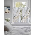 thumbnail image 4 of Tier Curtains 45 Inches Long, Marble White Gold Window Treatment Curtain Drapes, Modern Abstract Geometric Window Half Privacy Curtains for Bedroom Bathroom, 42"x45", 2 Panels, 4 of 7