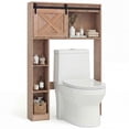 thumbnail image 1 of Costway Over the Toilet Bathroom Storage Cabinet with Sliding Barn Door Rustic Brown, 1 of 10