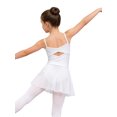thumbnail image 3 of Hansber Girls Ballet Dance Dress Sleeveless Hollow Back Mesh Camisole Leotard Tutu Skirt Ballerina Outfit White 8, 3 of 7