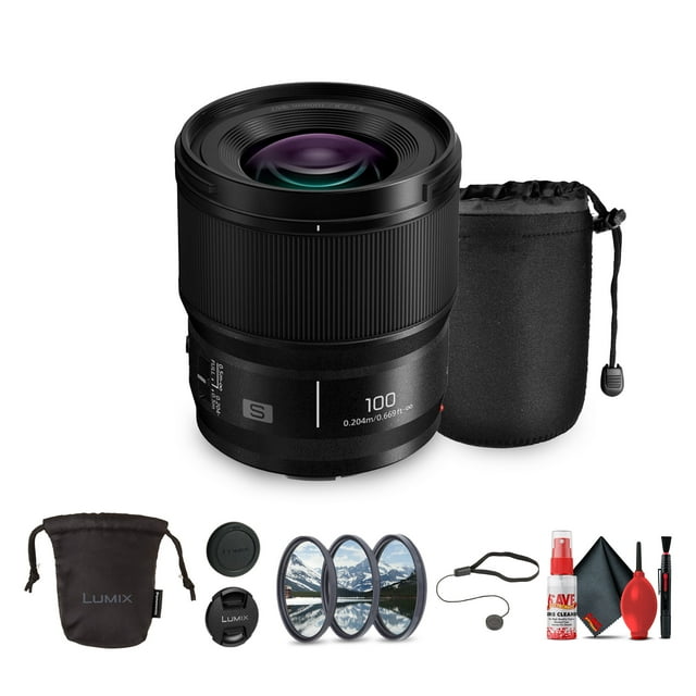 Panasonic Lumix S 100mm F/2.8 Objectif Macro L Monture Ensemble avec Accessoires