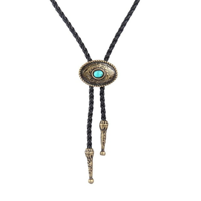 Collar de Turquesa Yinane Vintage Unisex Gargantilla Vaquero Occidental Joyería para Hombre