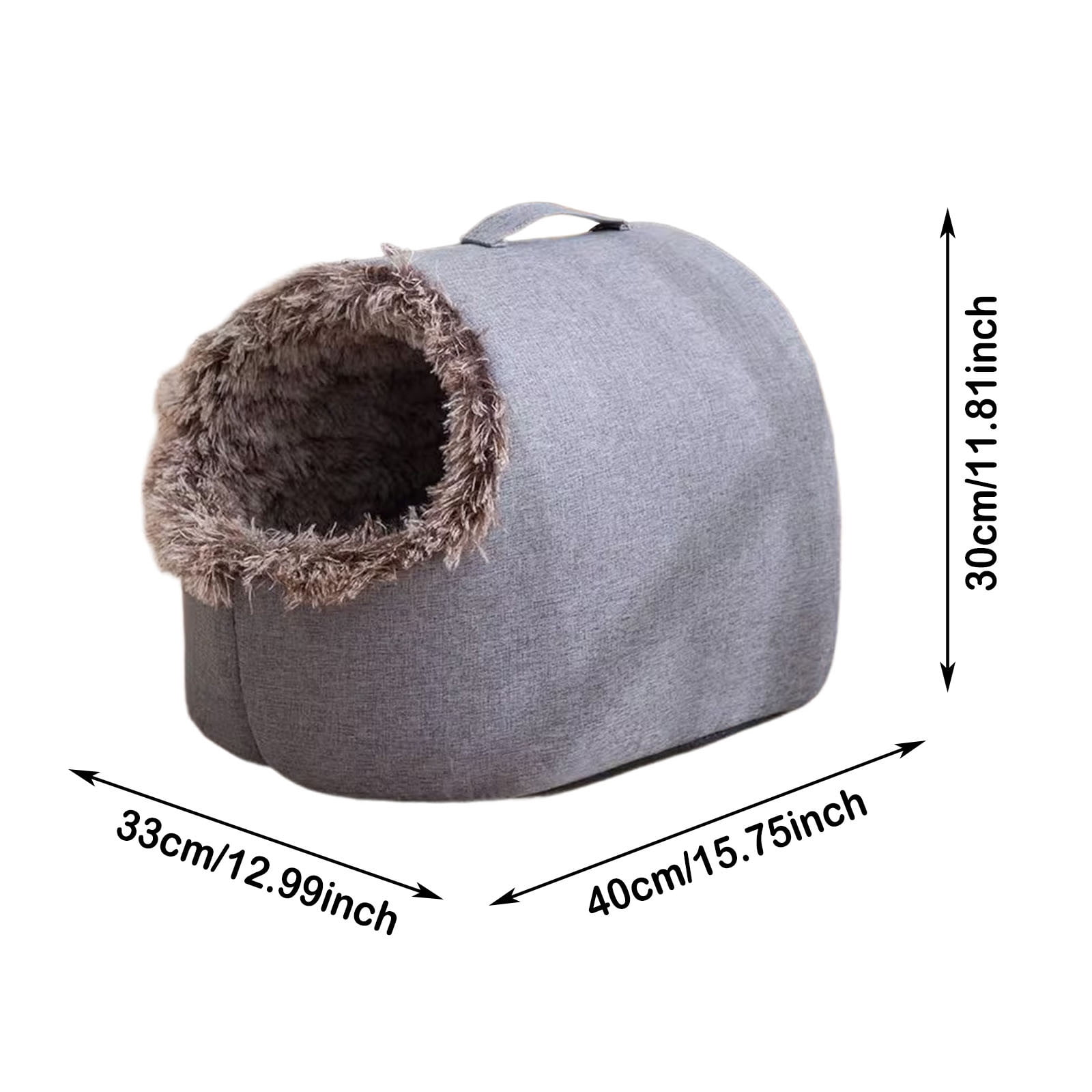 Portable Warm Cat Cave Bed, Soft Plush Hooded Pet Calming Nest - Washable Removable Cushion for Indoor Cats, Small Dogs, Winter Sleeping (13x15.7 Inches)