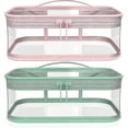 thumbnail image 1 of 2pcs Transparent Makeup Bag Zipper Waterproof Portable Storage Pouch, 1 of 5