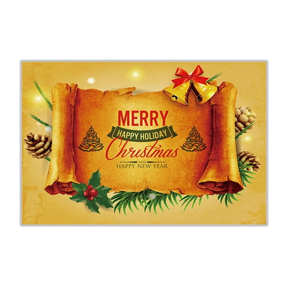Wovilon Christmas Welcome Doormat 16 X 24 inch, Merry Christmas Happy Holiday Floor Mat, Bell and Christmas Tree Pattern Door Mat