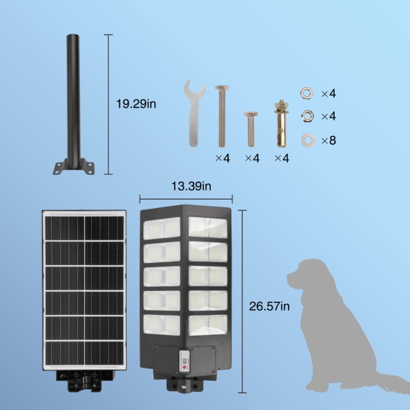 HOODINK Solar Street Lights Outdoor,  Motion Sensor Security Flood Light IP44 Waterproof, 800 LED Solar Flood Light, Remote Control, Dusk to Dawn for Garden,Yard, Driveway, Garage