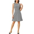 thumbnail image 1 of INSPIRE CHIC Vestido sin mangas de corte ajustado y acampanado de cuadros de Houndstooth por encima de la rodilla XL Negro Houndstooth, 1 of 6