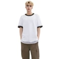 thumbnail image 3 of Adults Short Sleeve Ringer Tee Cotton Sport Crew Neck T-Shirts, 3 of 9