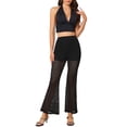 thumbnail image 2 of INSPIRE CHIC Sheer Mech Pants for Women's High Waist Dressy Flare Sexy Goth Long Trousers XS Black, 2 of 6