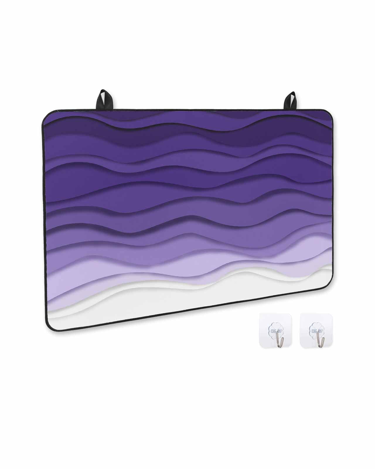 nqOlkjepod Large Induction Cooktop Protector Mat 24"x21", Purple Ombre Stripes Stove Top Covers for Electric Stove, Gradient Abstract Ocean Waves Art Stove Burner Cover Mats, Glass Top Stove Cover