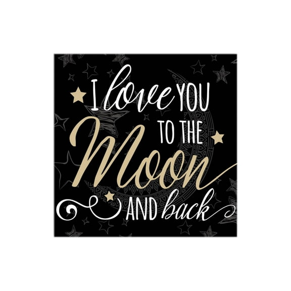 Love You Moon Back Black Moon Stars 12 x 12 Wood Wall Sign Plaque