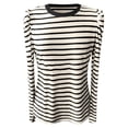 thumbnail image 7 of T Shirts for Womens Crew Neck Loose Tees with Puffy Sleeves Base Tops Striped Long Sleeve Shirt Women, 7 of 7