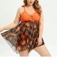 thumbnail image 4 of Plus Size Swimsuit for Women Two Piece Tummy Control Swimsuits Mesh Flowy Bathing Suit Boyshorts Swimdress Tankini, 4 of 7