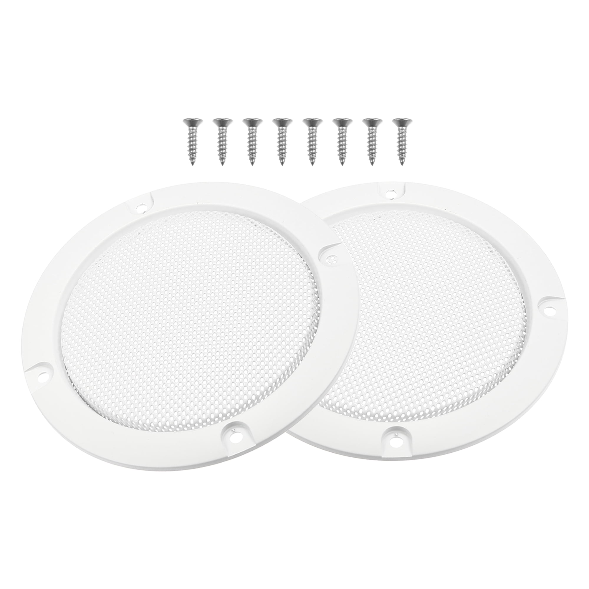 Unique Bargains 2Pcs 3" Car Metal Speaker Cover Mesh Subwoofer Grill Horn Guard with 8 Screws White