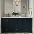 thumbnail image 2 of Ariel Stafford 72 Inch Double Rectangle Sink Bathroom Vanity With Carrara White Quartz Countertop 1.5 Edge In Midnight Blue, 2 of 9