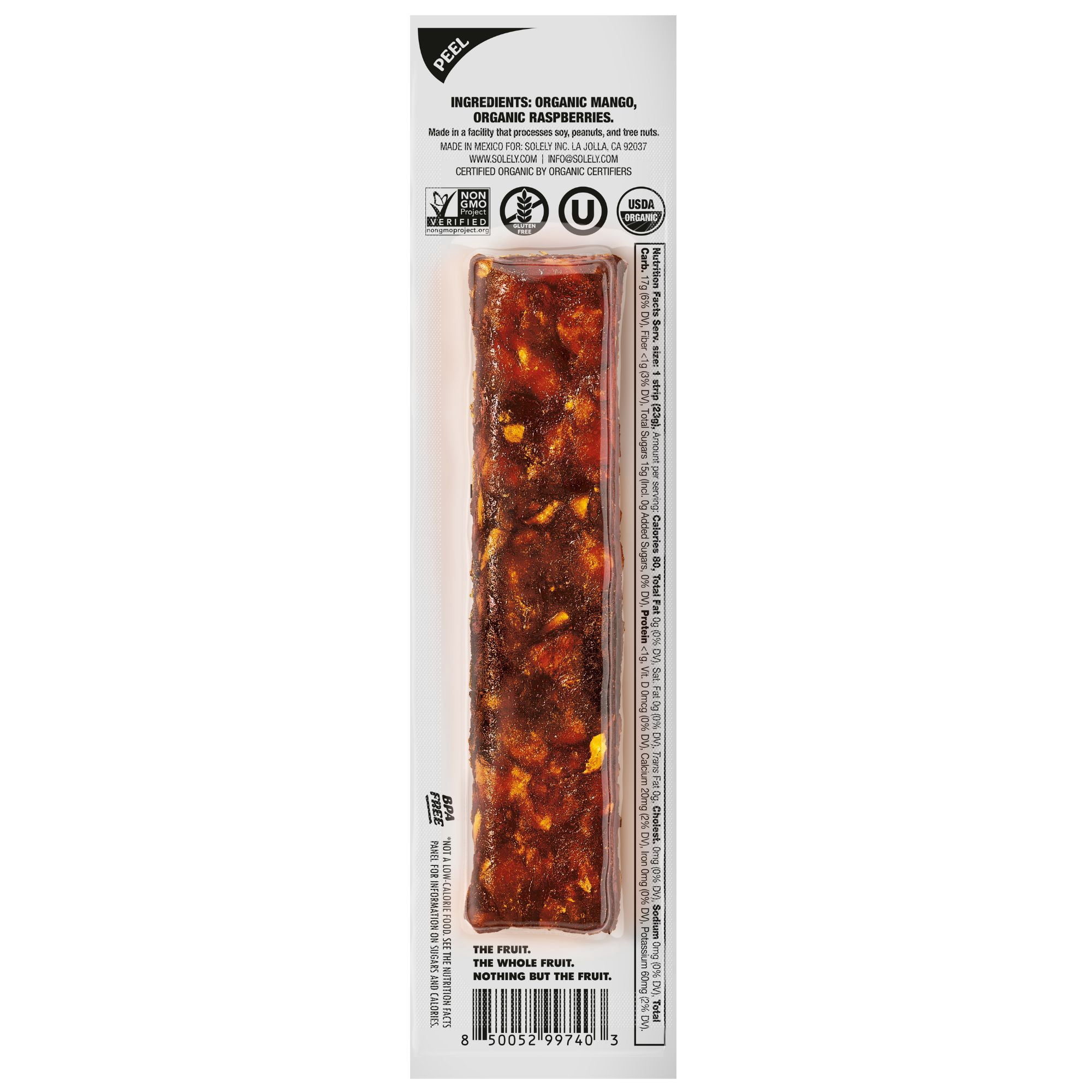 Solely Mango & Raspberry Organic Fruit Snack Jerky, 0.8 oz