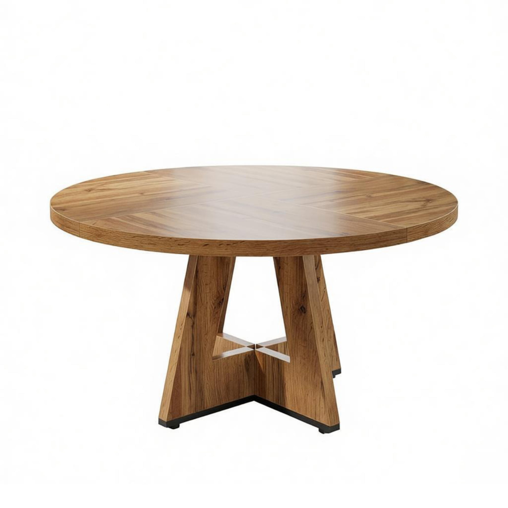 Round Farmhouse Dining Table, 47 in Diameter, Seats 4, Rustic Finish