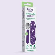 Bentgo Kids Stainless Steel Utensil Set - Reusable Fork, Spoon & Storage Case - High-Grade BPA-Free Stainless Steel, Easy-Grip Handles, Dishwasher Safe for School Lunch, Travel & Outdoors (Unicorn)