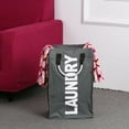 thumbnail image 4 of Mistaha Practical Foldable Laundry Bag Washing Dirty Clothes Laundry Basket Durable Storage Bag with Alloy Handle--Deep Gray, 4 of 8
